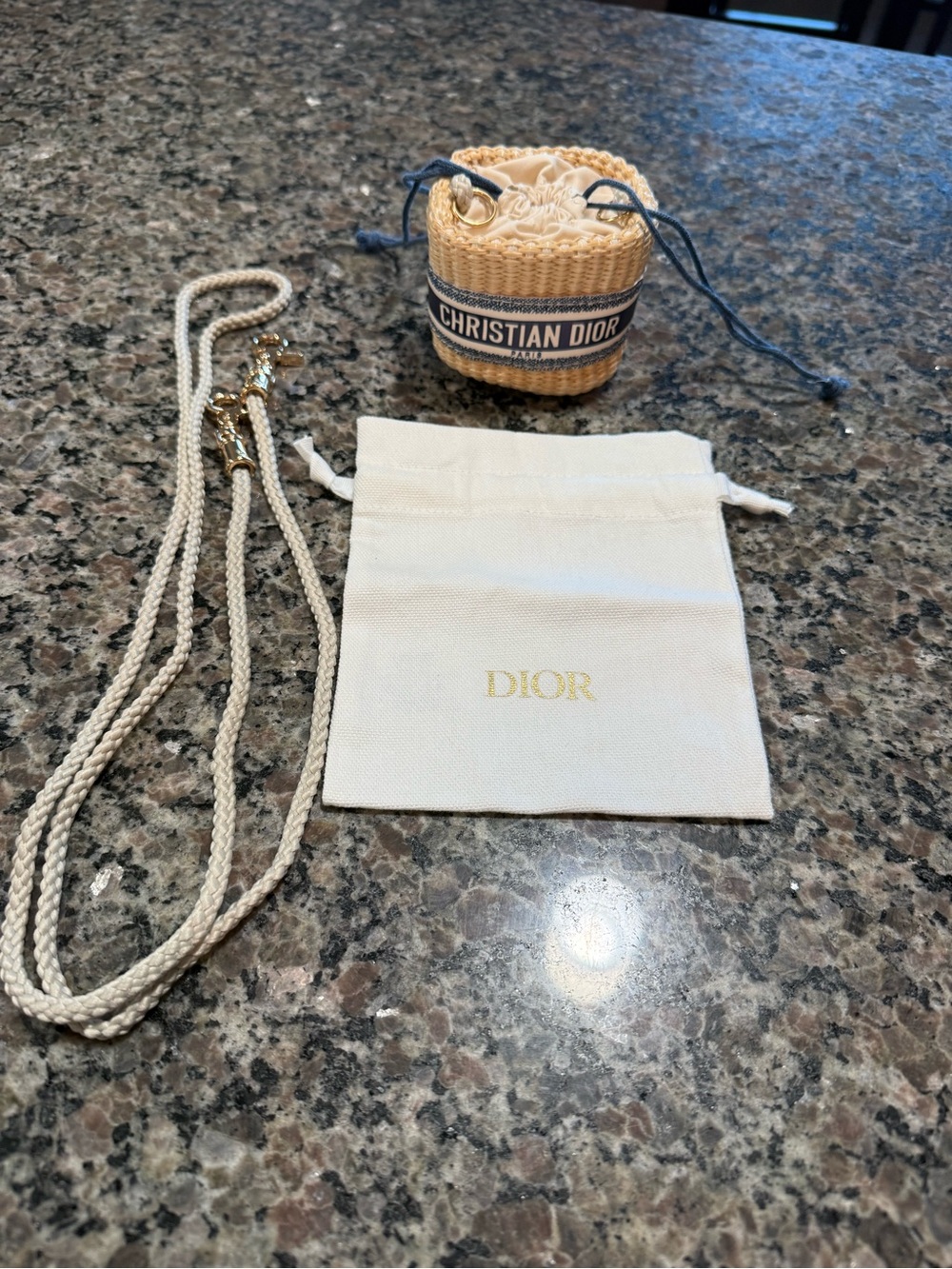 Dior Mini Raffia/Straw Drawstring Bucket Bag with Braided Rope Strap - Picture 7 of 7